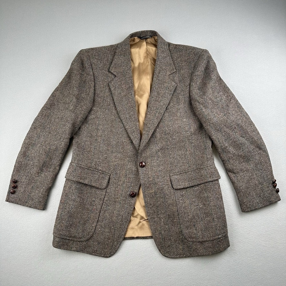 Cambridge Classics by Mervyns Men Wool Blazer Jacket Herringbone Tailored In USA
